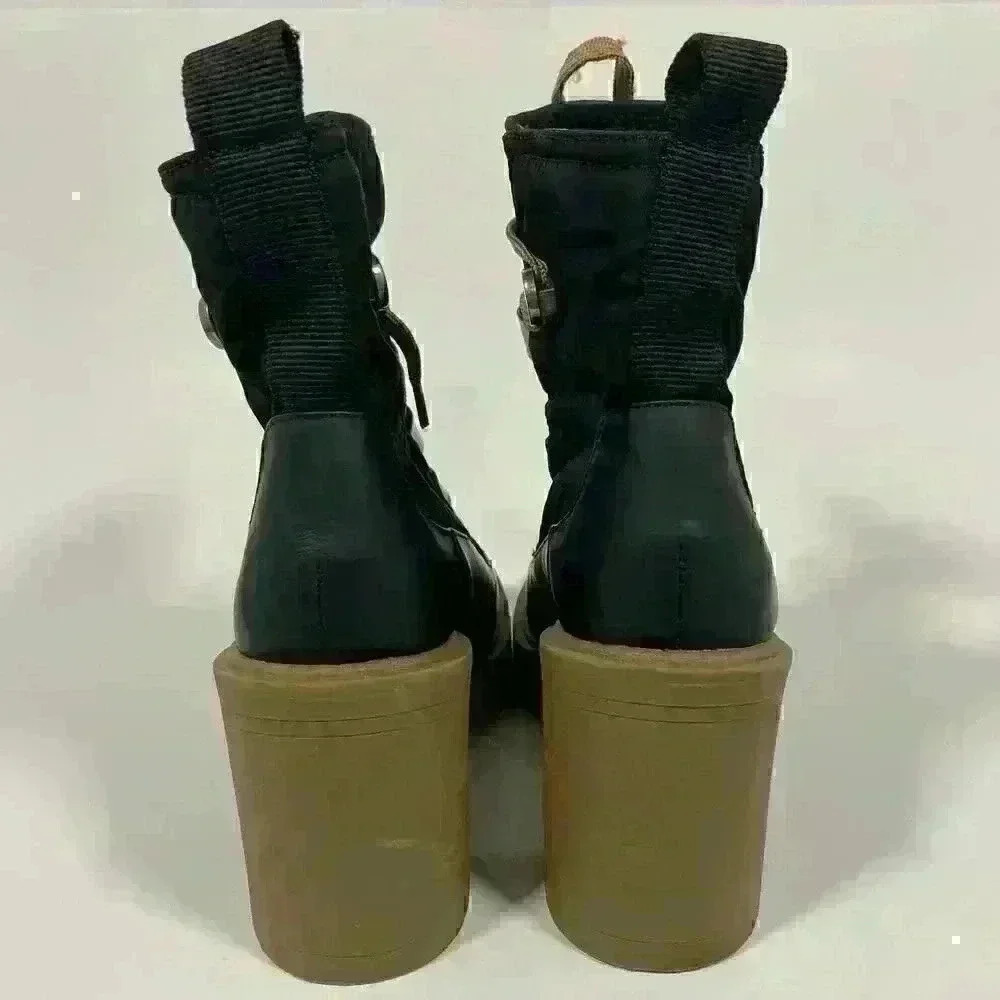 Dolce Vita Celida Lace-up Hiking Boot Lug Sole Block Heel Black Women Size 5 - Picture 6 of 10